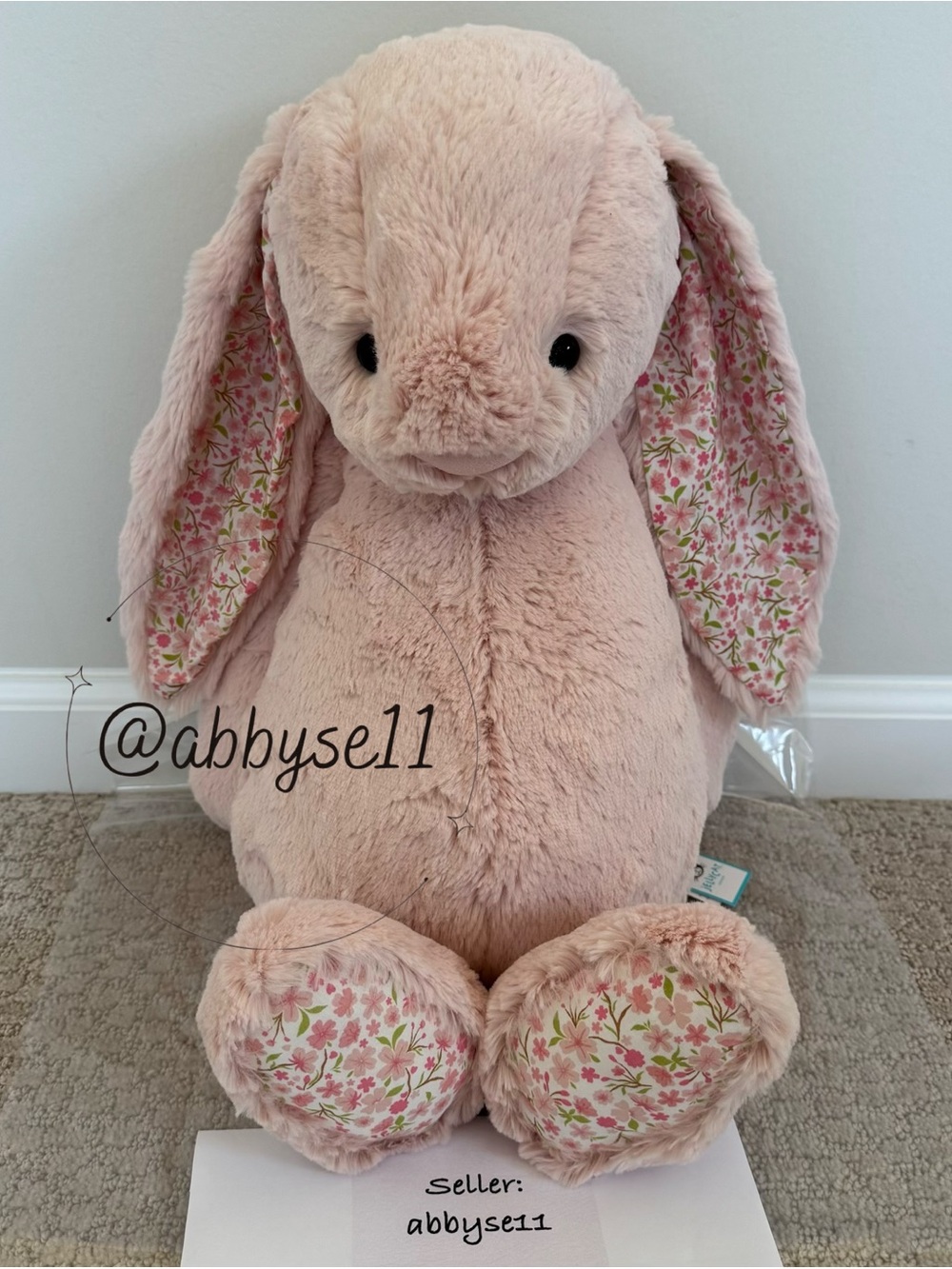 Jellycat Blossom Blush Bunny 'Cherry' - Huge/Big - Authentic - BNWT - Fast Ship